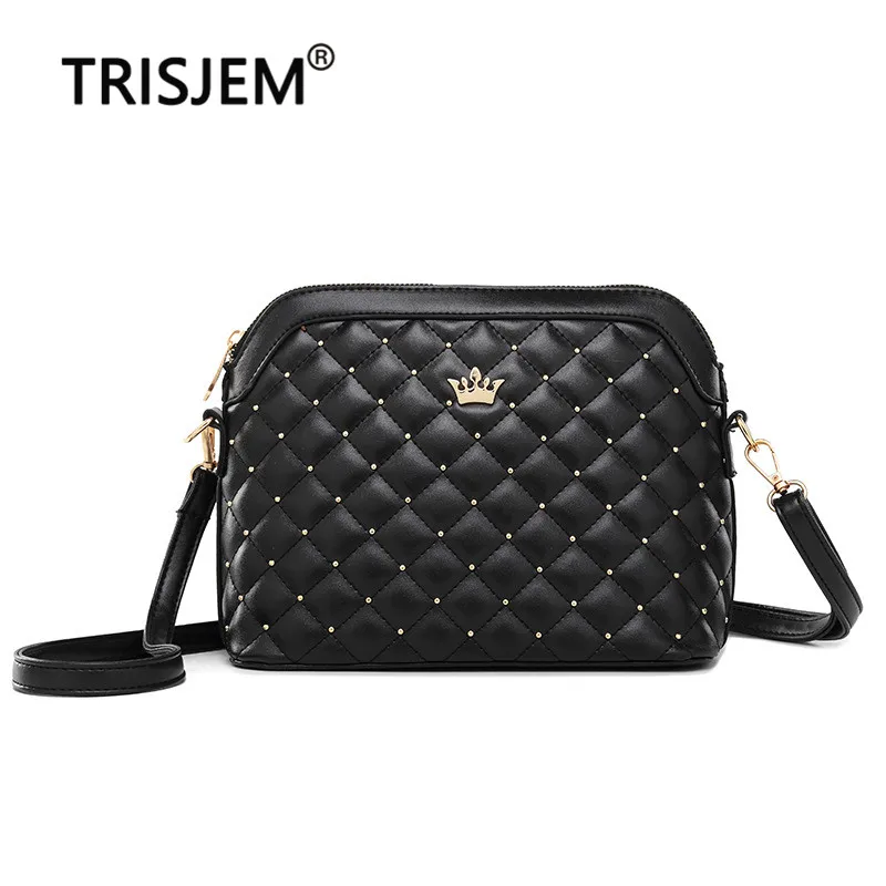 2019 маленькая сумка с заклепками и ромбовидной решеткой женские новые сумки на