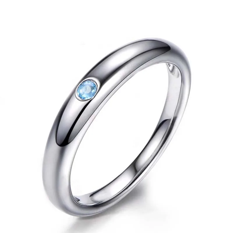 AINUOSHI, 0.2ct, круглая огранка, Натуральный топаз, классическое кольцо, Настоящее серебро 925 пробы, Небесно голубой топаз, кольцо, ободок, установка, натуральный камень, кольцо