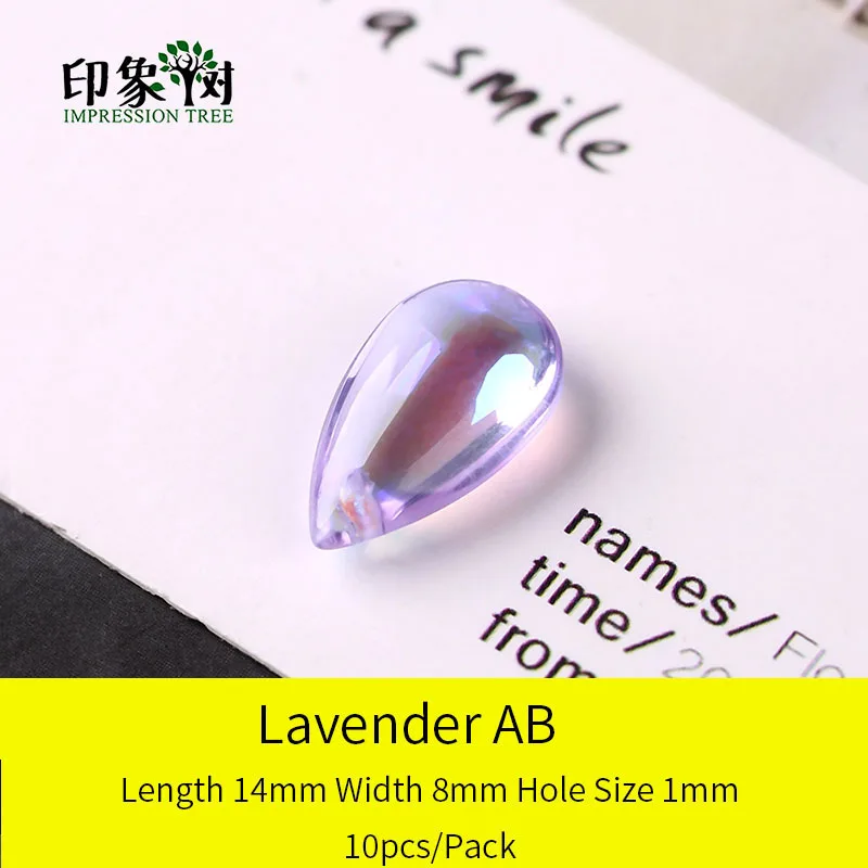 Lavender AB 10pcs Стеклянные кабошоны в форме капли, 10 шт., 14х8 мм, бусины ручной работы для самостоятельного изготовления ювелирных украшений, модель 16021 - Цвет: Lavender AB 10pcs