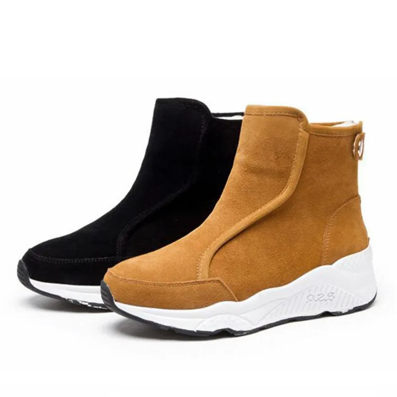 Женские ботильоны из натуральной кожи на молнии платформе|Зимние сапоги| |