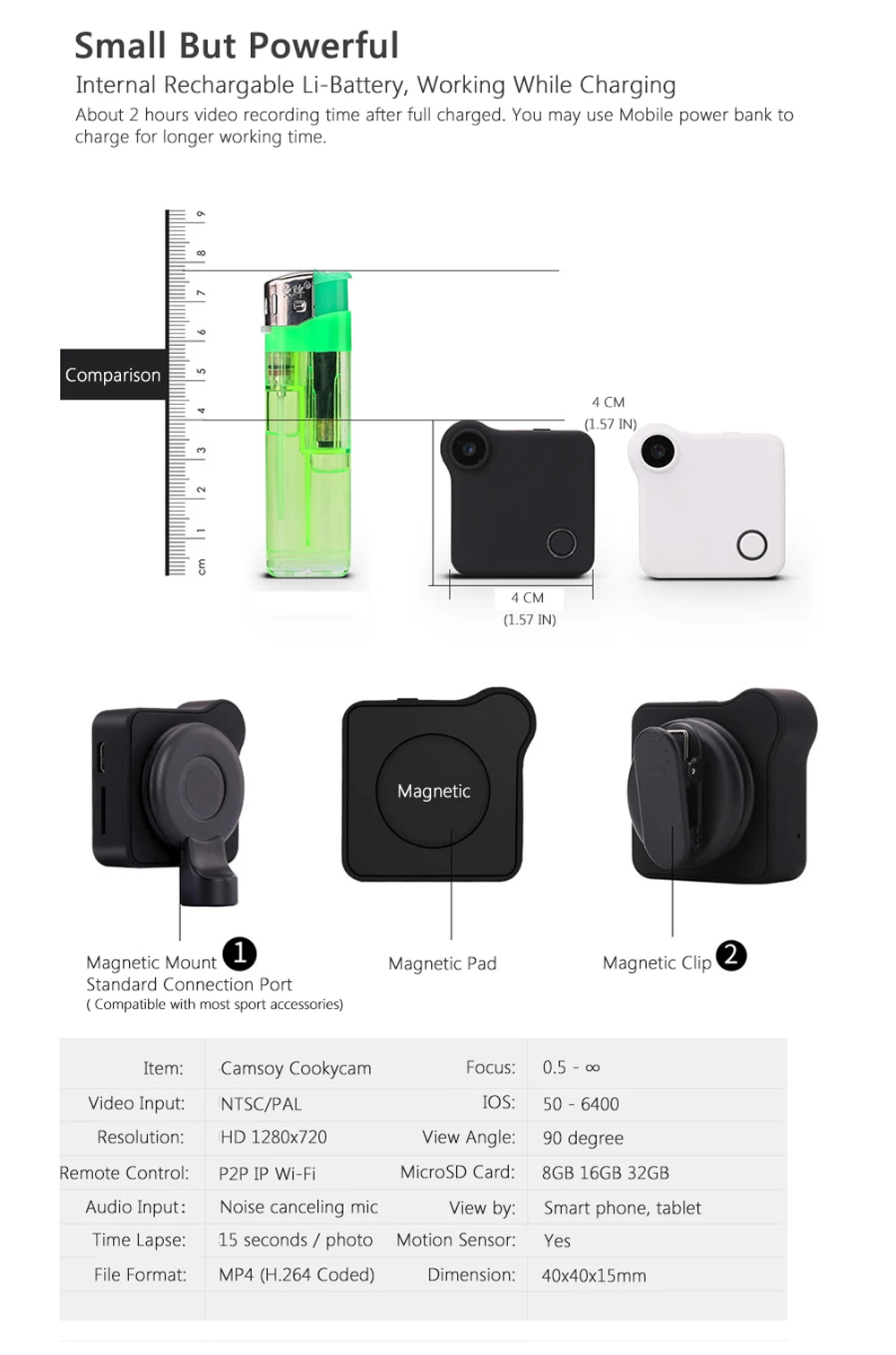 Mini WiFi P2P Camera for IOS Android 720P Webcam IP Camcorder Motion Sensor Magnetic Clip Micro Cam Video Audio Recorder Espia