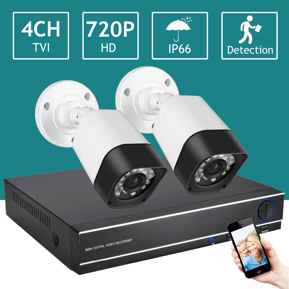 Full HD 720 P безопасности Камера Системы 4CH CCTV AHD DVR комплект видеонаблюдения 2 шт.