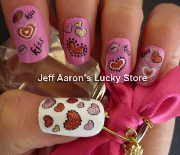 3D наклейки для ногтей украшения инструменты сердце звезды губная помада дизайн