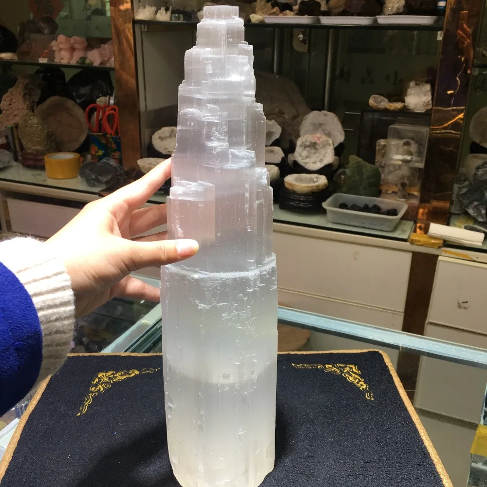 40 см селенит из Белого Гипса небоскреб замок башни гипса КРИСТАЛЛ ТОЧКА 4 2-4 кг |