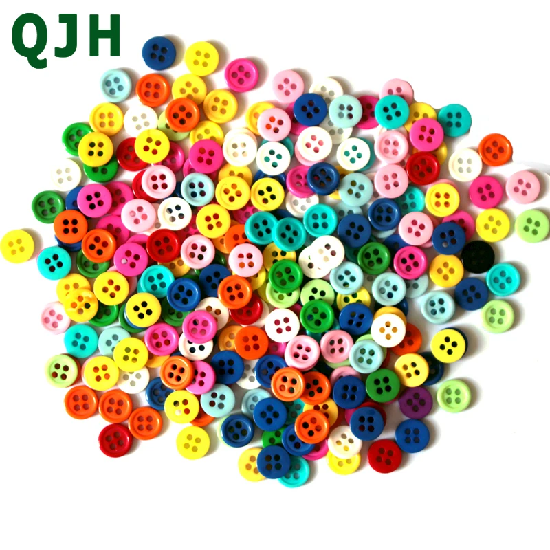 200 шт./лот разнообразные полимерные пуговицы с 4 отверстиями 9 мм швейные