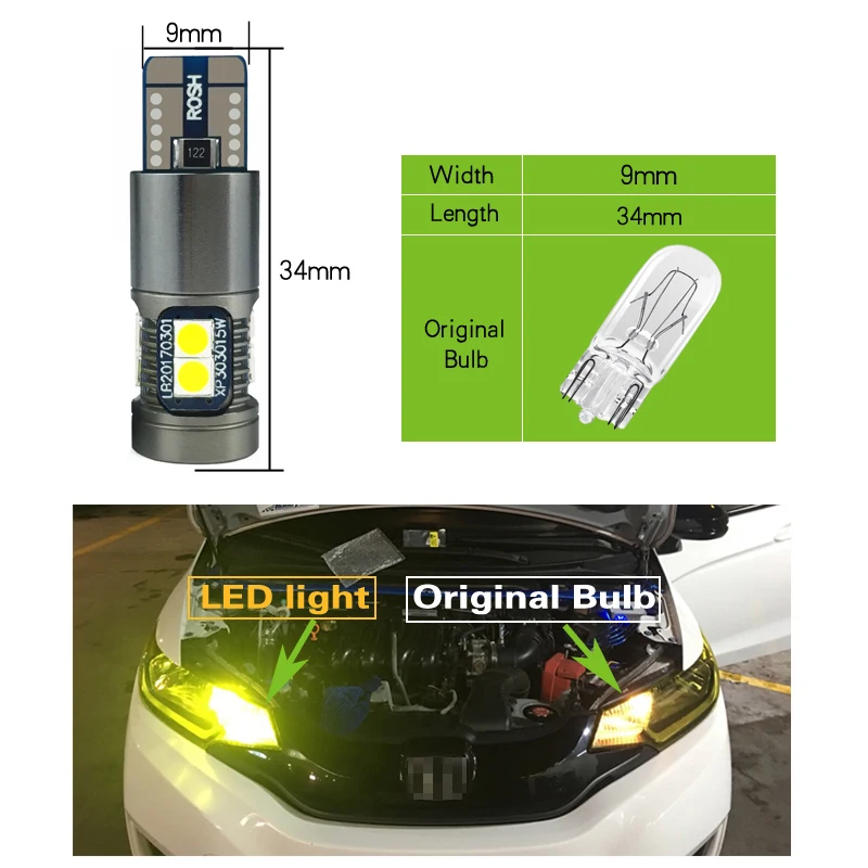 2 шт. Автомобильные светодиодные лампы Canbus T10 W5W 194 2825 для габаритных парковочных
