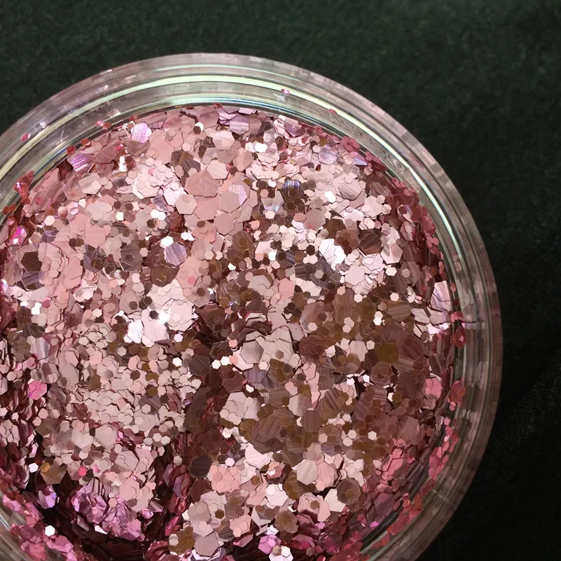 Оптовая продажа Смешанные розовые блестки с шестигранной формой 3D украшение для