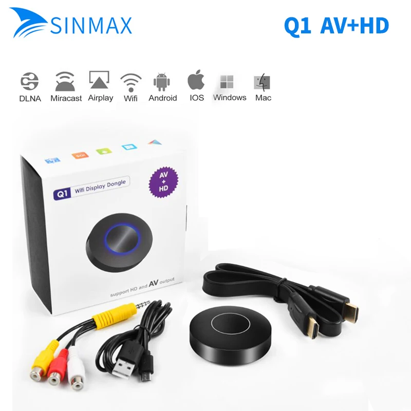 Дешевые HDMI + AV Mirroring ключ wifi Дисплей приемник Android 1080P HD Интерфейс ТВ палка Miracast для