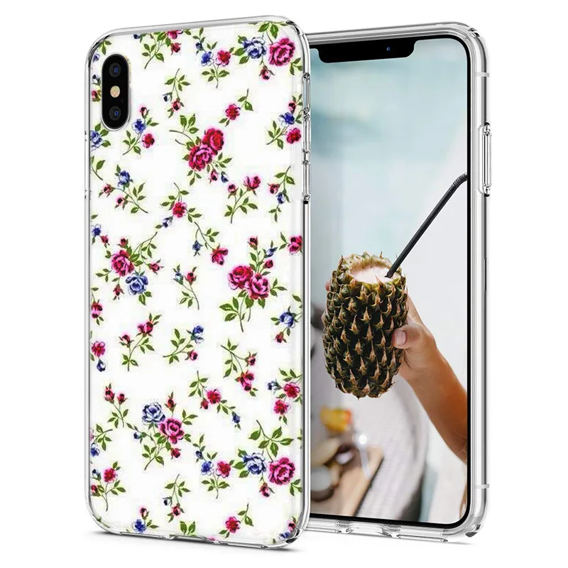 Мягкий чехол для телефона iPhone X XS XR чехлы из ТПУ цветной цветок пицца Бабочка Fundas