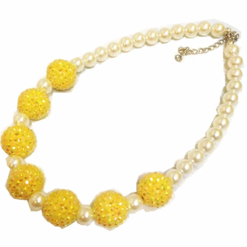 

wholesale 5PCS wholesale Fashion ! Diamante gumball beads Kids chunky bubblegum necklace for cute girls&child jewelry