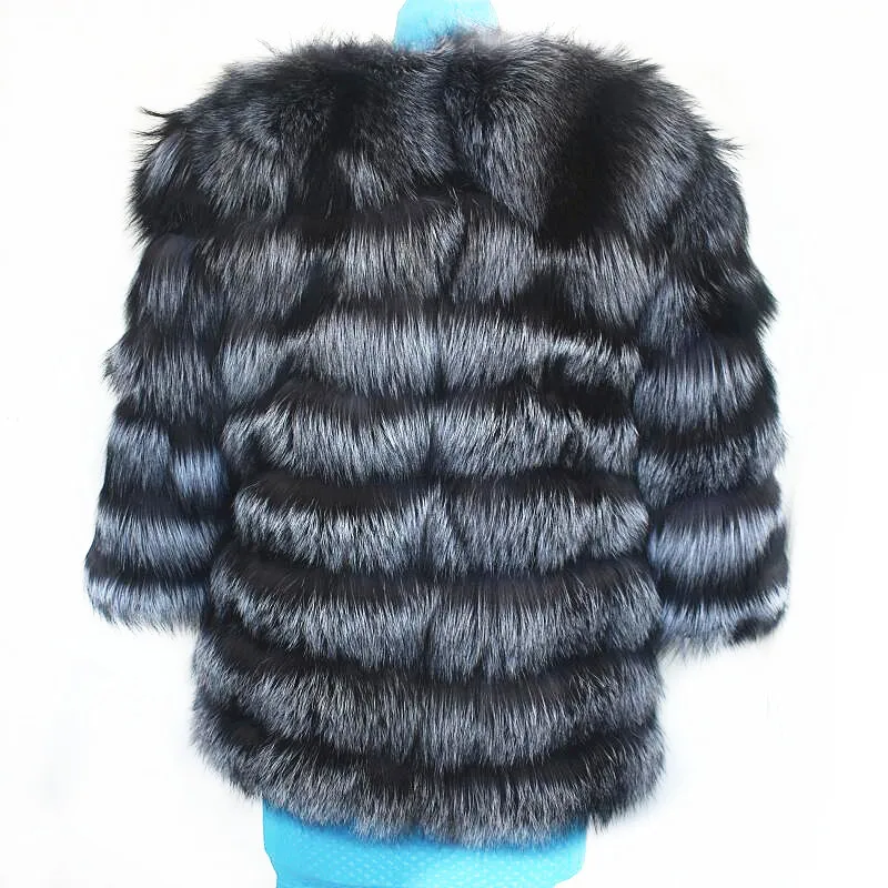 Фонарик Высококачественная натуральная чернобурка короткая женская куртка