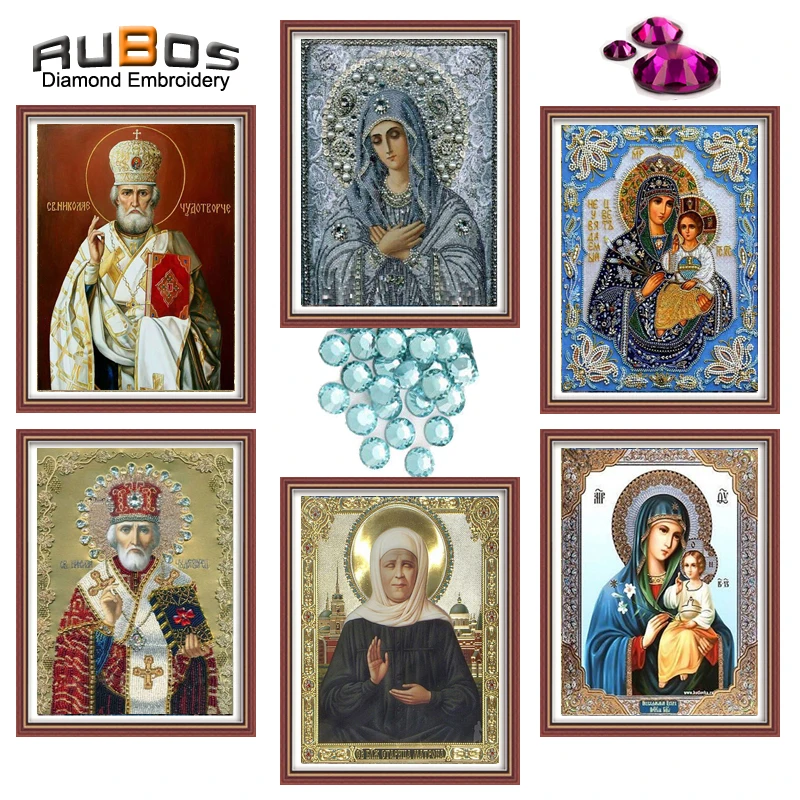 Алмазная вышивка RUBOS с частичной областью, иконы матери Марии Иисуса, сделай сам, 5D алмазная живопись, 3D Круглый Кристальный рисунок для лица