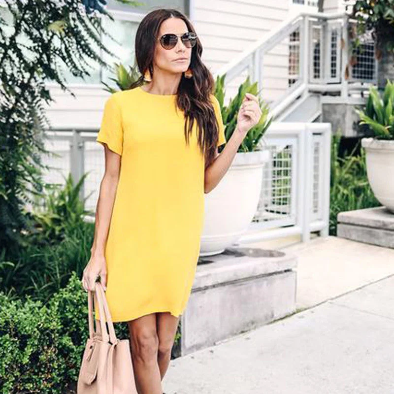 Простое женское платье Simmer Повседневное Платье До Колена С О вырезом и коротким