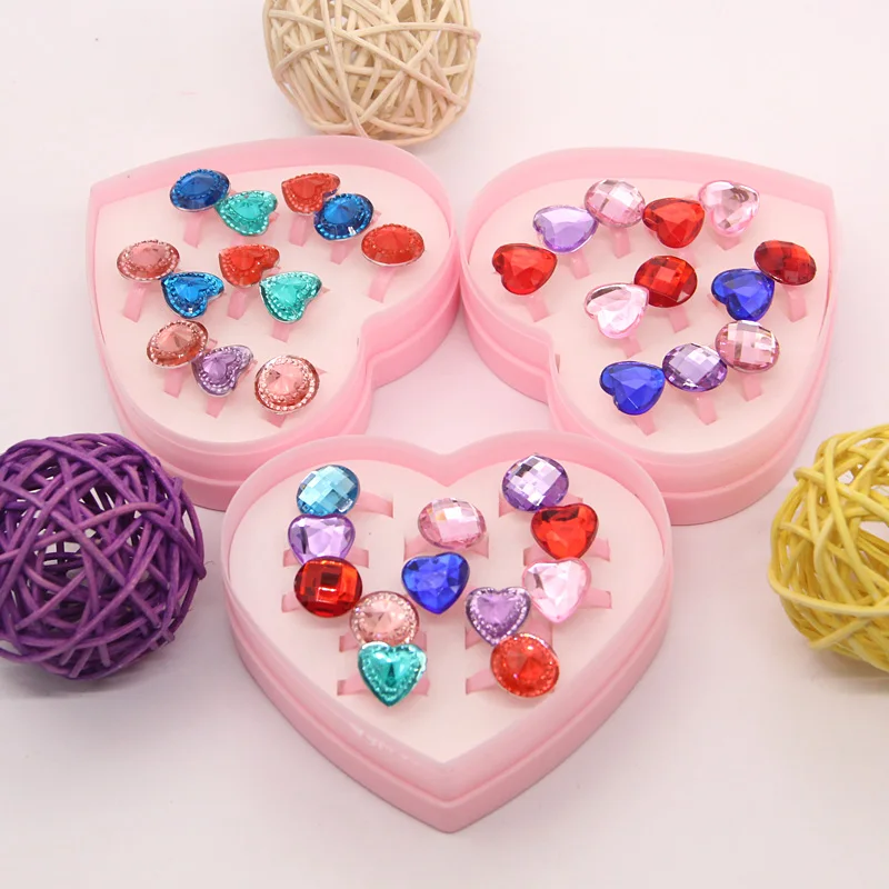 Милые детские Мультяшные кольца для девочек 12 шт. в партии с изображением