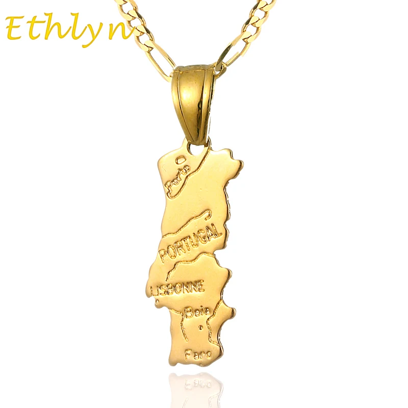 Ethlyn карта Португалии ювелирные изделия подвеска и ожерелье для женщин мужчин