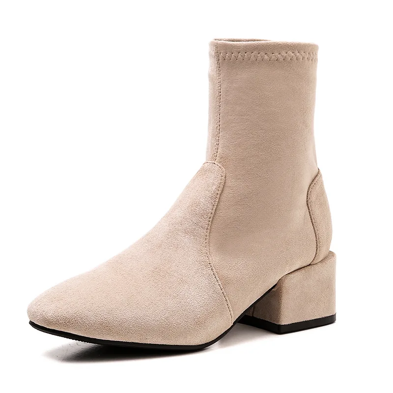 Nuevo осень Invierno botas de mujer media pantorrilla tacones planos piel Suede lidad hasta la rodilla | Обувь