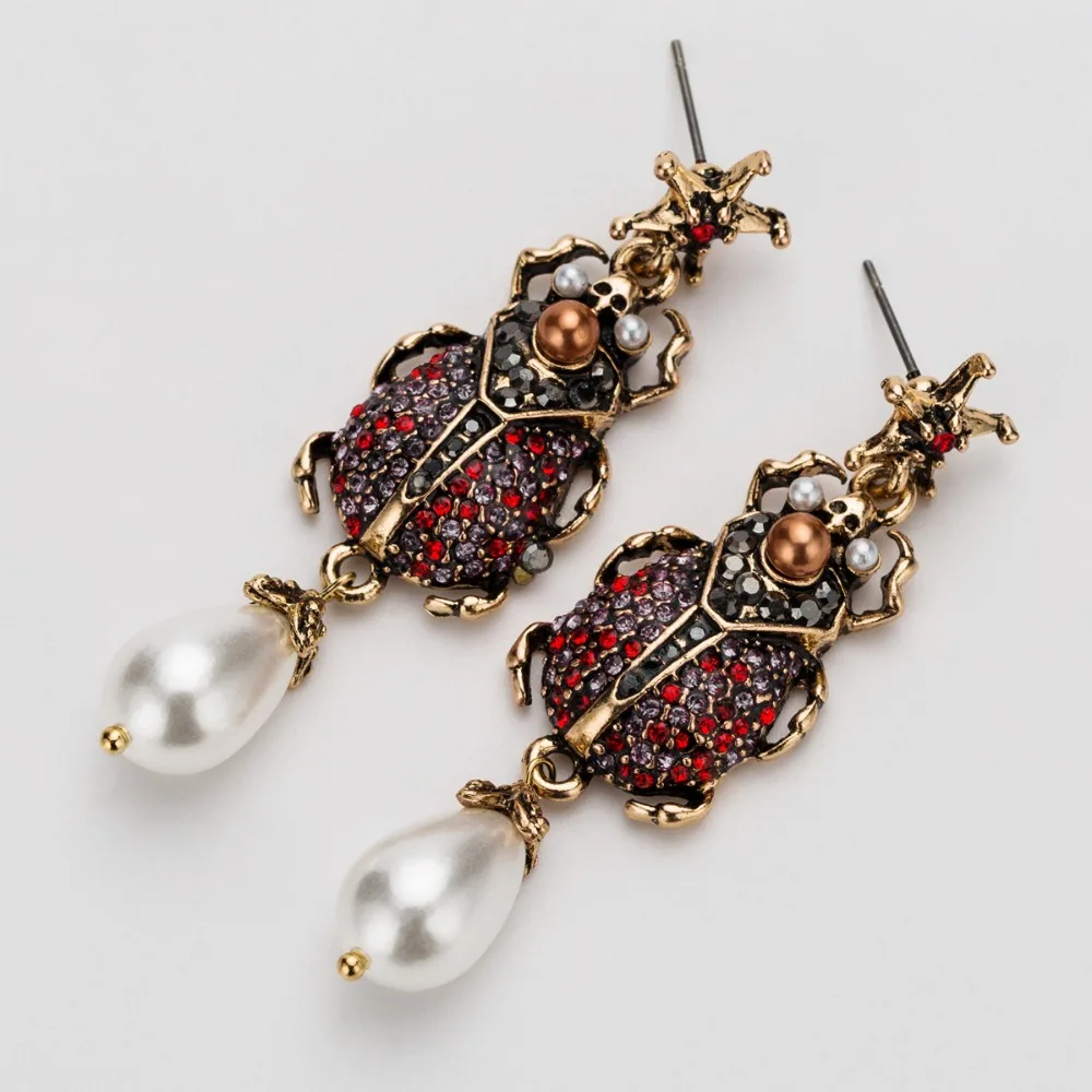 

SHIFEEL Hot Sale Genuine Acrylic Pentagram Pearl Pendant Insect Animal Drop Earrings for Women Fine Jewelry Gift Pendients