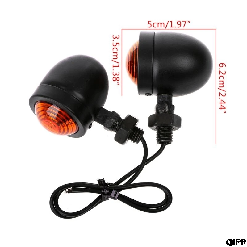 1 пара индикатор поворота мотоцикла Янтарный мигалка фара 12v Индикатор пуля хром