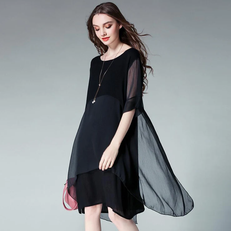Женское свободное шифоновое платье boho офисное большого размера 4XL весна