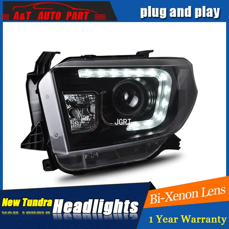 

car Styling LED Head Lamp for Toyota Tundra led headlights 2014-2018 for Tundra drl H7 hid Bi-Xenon Lens angel eye low beam