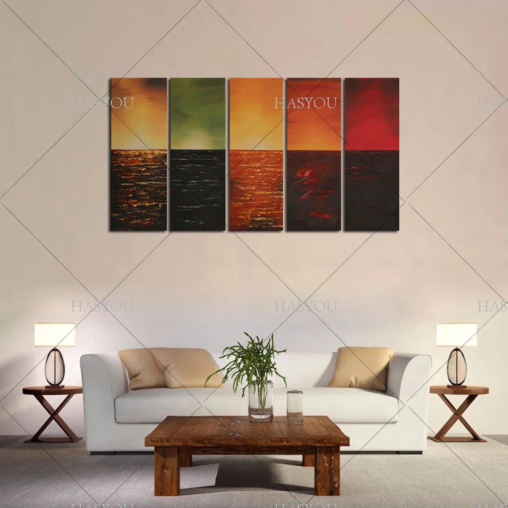 Ручной работы холст картины маслом Декор Абстрактная Радуга Цвет современного