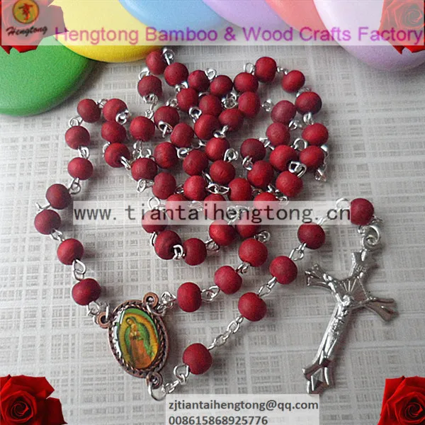 Парфюмерные четки ожерелье/6*7 мм красные девственные Гуадалупе с розовыми