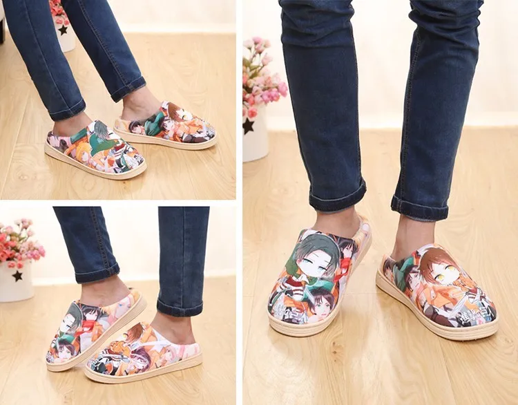 

Unisex lovely Home Slippers Warm Cartoon Anime ONE PIECE GINTAMA Warm Shoes Cosplay Cartoon Cotton slippers shoes Winter.