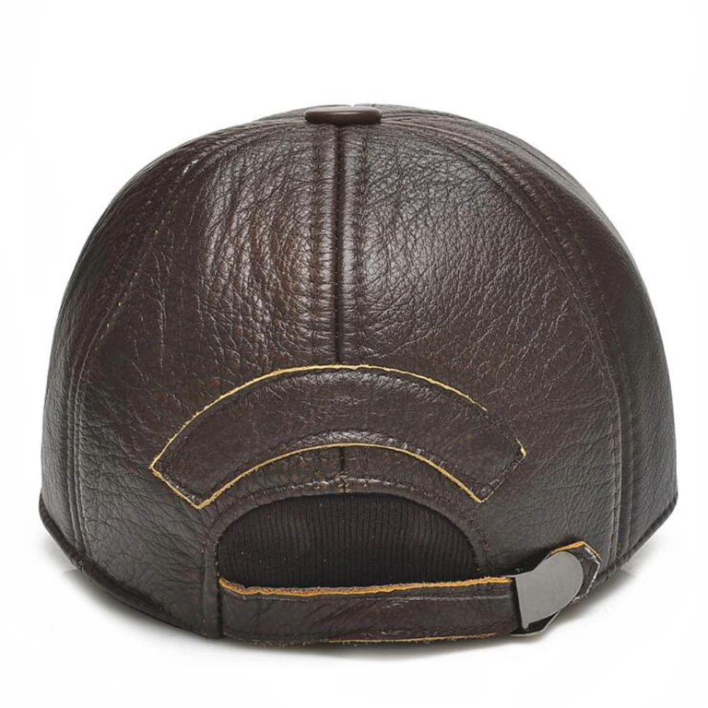 Мужская модная бейсболка из натуральной воловьей кожи Повседневная шапка осенне