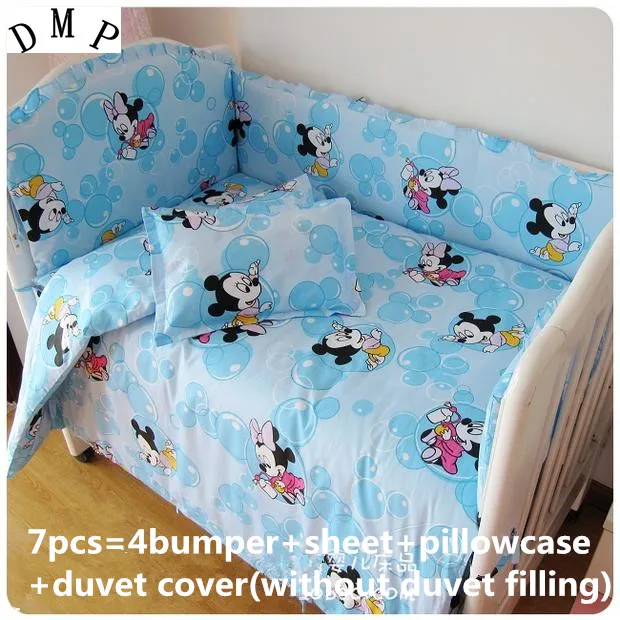 

6/7pcs baby crib bedding ropa cuna washable cotton kit berço soft thickening,120*60/120*70cm