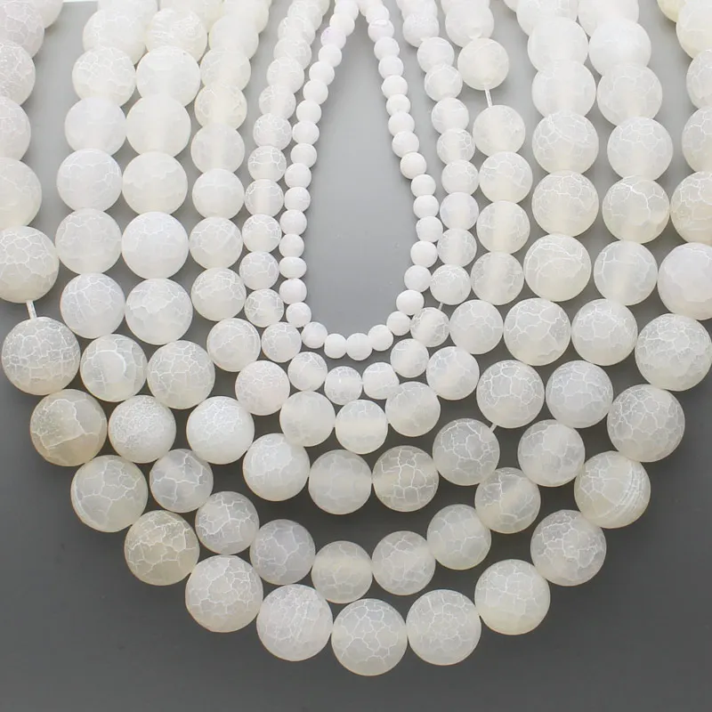 Оптовая продажа бусины из белого агата с трещинами 6 14 мм круглые 15 дюймов для