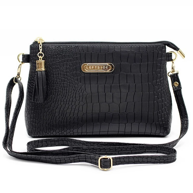 Женская мини сумка через плечо из крокодиловой кожи с кисточками|women's leather messenger