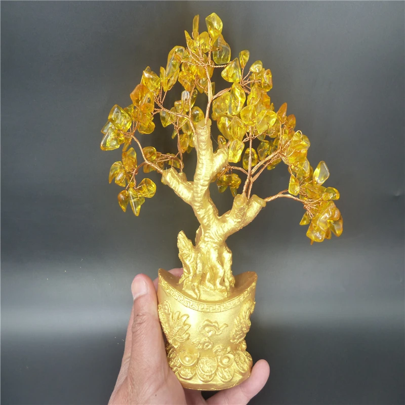 Счастливые праздничные подарки в виде деревьев натуральный цитрин Кристал