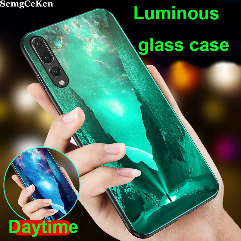 Светящийся чехол из закаленного стекла для huawei p20 p30 lite pro plus p 20 30 p20pro p30pro p20lite 2019 3d