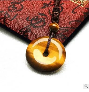 Кристалл безопасности пряжки желтый тигровый глаз камень кулон мужское ожерелье