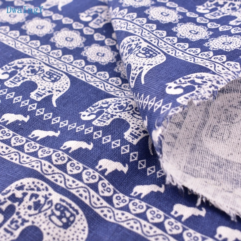 DwaIng слон шаблон хлопчатобумажная льняная ткань для DIY & шитья Quiltin диван скатерти
