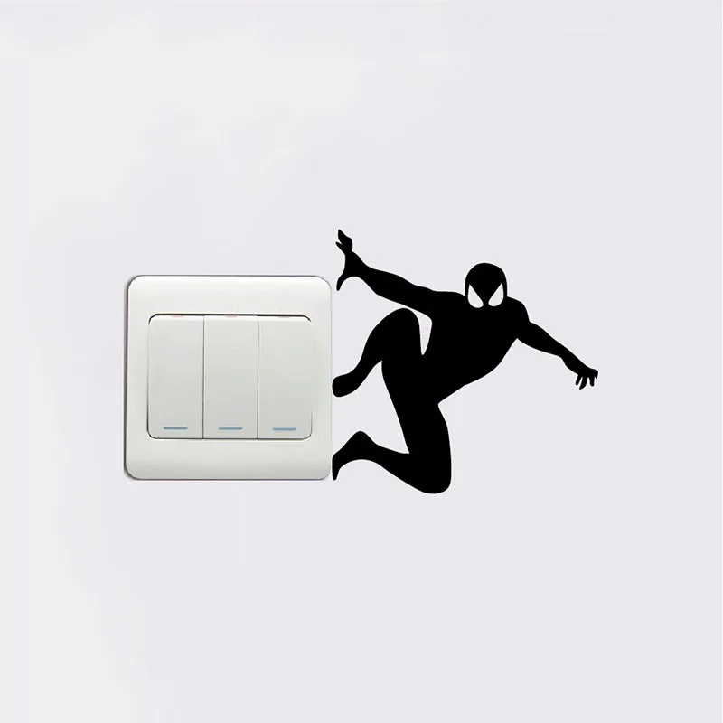 Super Hero Spider-man Children Room Cartoon Vinyl Wall Sticker Switch Decoration | Дом и сад