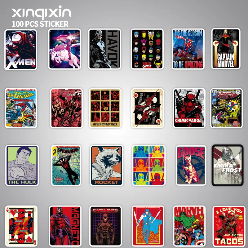 100 штук упак. наклейки Marvel Captain для книги багажа ноутбука мотоцикла холодильника