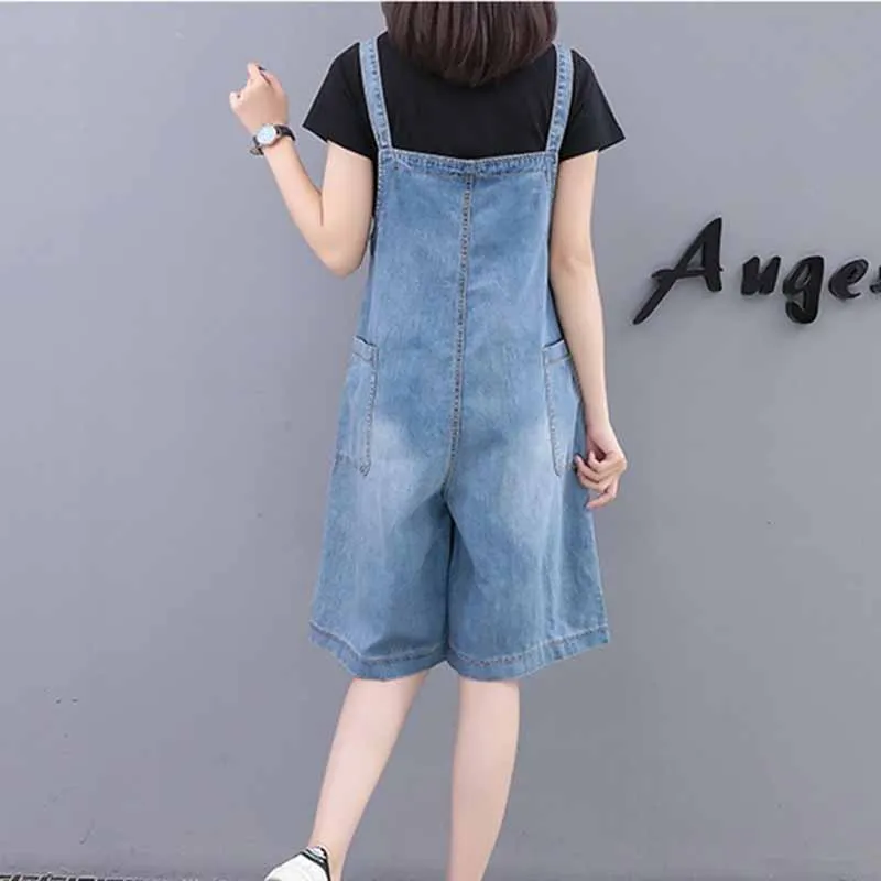 Женский джинсовый комбинезон с карманами и широкими штанинами G407|Джинсовые