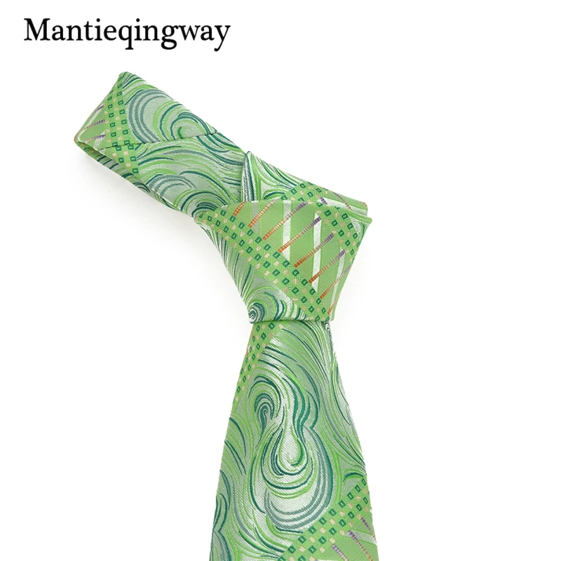 Mantieqingway полиэфир пряжа Зеленый жаккардовый галстук-бабочка, комплект 8,5 см в ширину Gravat галстук носовой платок комплект запонок для Для мужчин Повседневное кравать набор