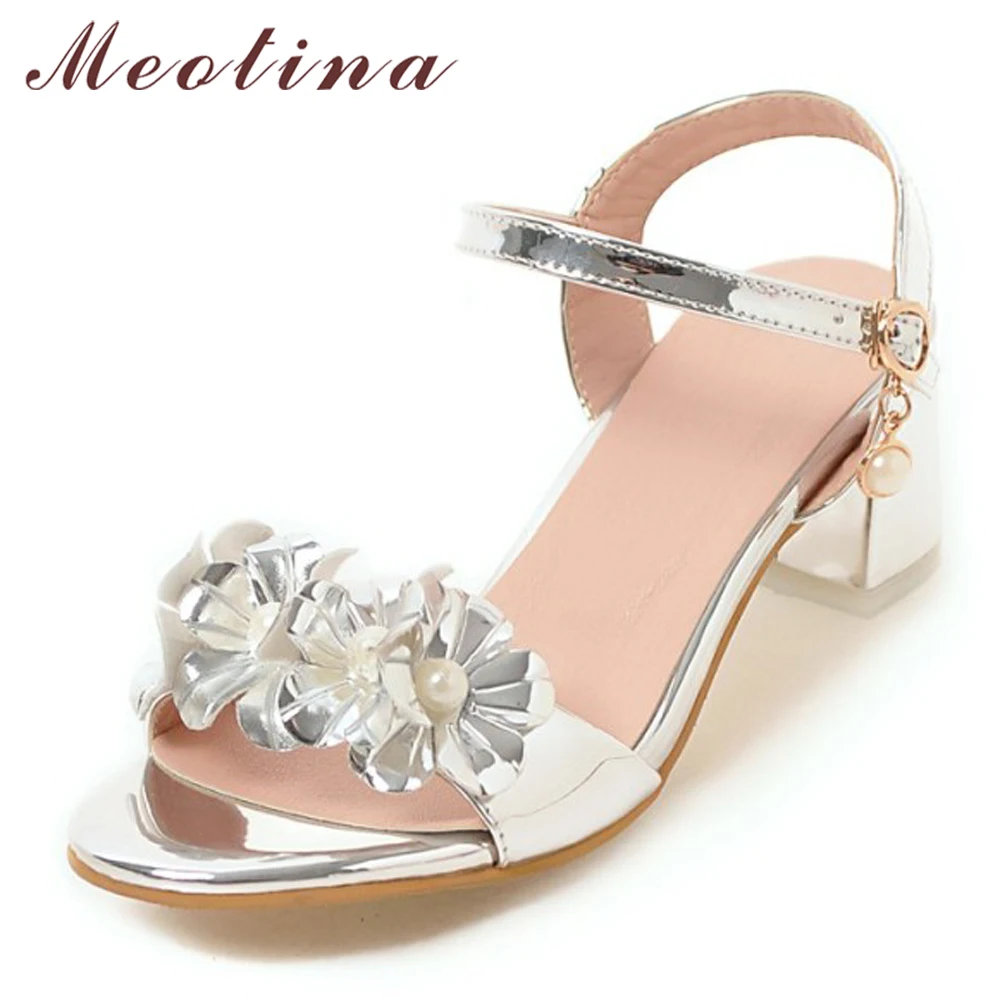 Женские босоножки с пряжкой Meotina дизайнерские сандалии на массивном каблуке