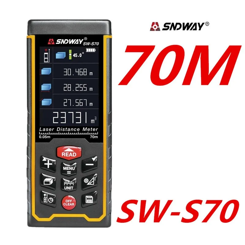 Лазерный дальномер лазер SNDWAY цифровая лента USB цветной дисплей аккумуляторный 70