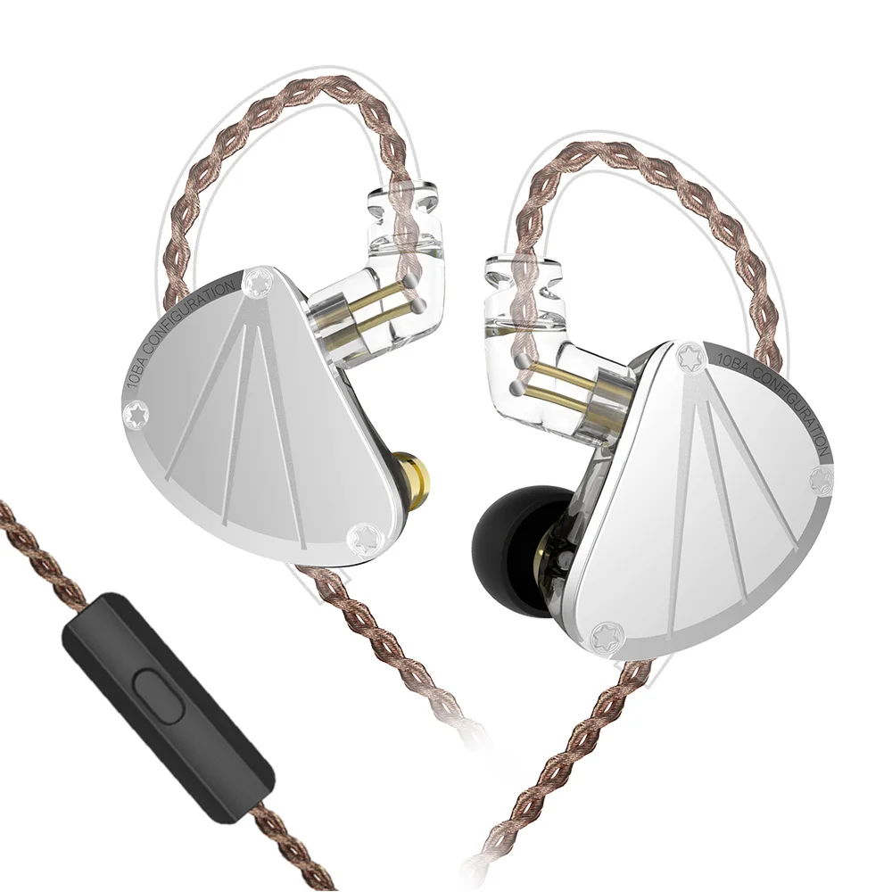 Black with mic KBEAR KB10 5 сбалансированная арматура HIFI Бег Спорт Музыка Аудио монитор в ухо Гарнитура вкладыши KZ ZS10 AS10 AS16 - Цвет: Black with mic