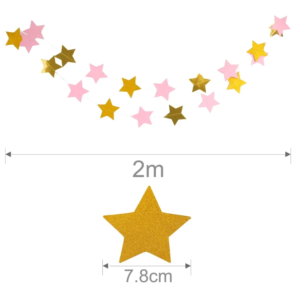 2 м золотой розовый синий звездный баннер для вечеринки в честь Дня рождения
