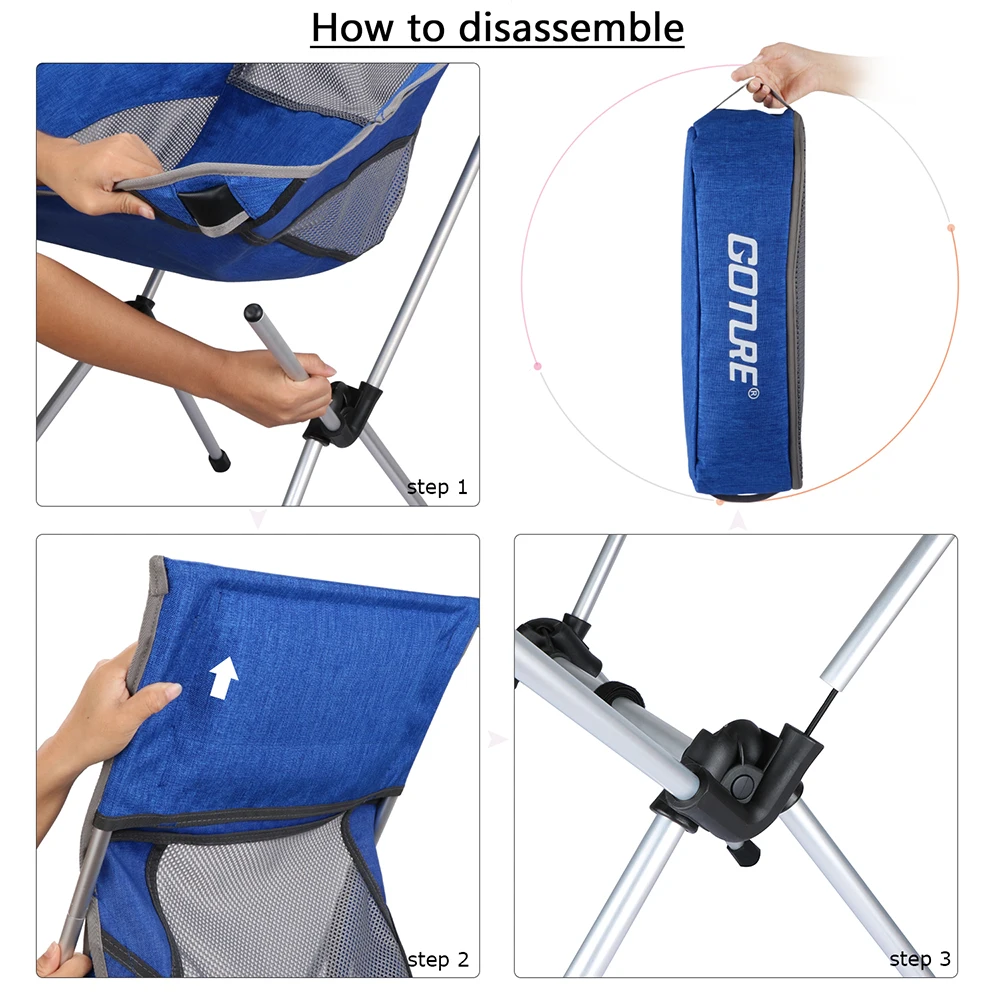 Goture Blue Red Black Color Folding Chair Max Load 150kg Light Weight 1.64kg Fishing Camping | Спорт и развлечения