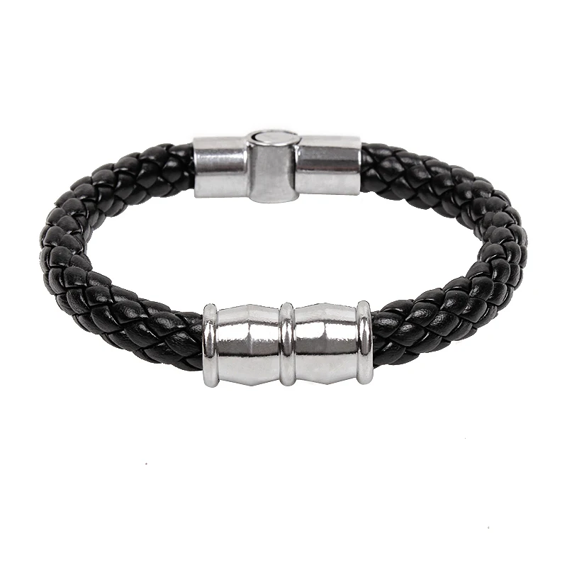 Handmade Round Snake Woven Leather Bracelet Men Stainless Steel Watch Accessories perle armbanden voor vrouwen pulseras | Украшения и