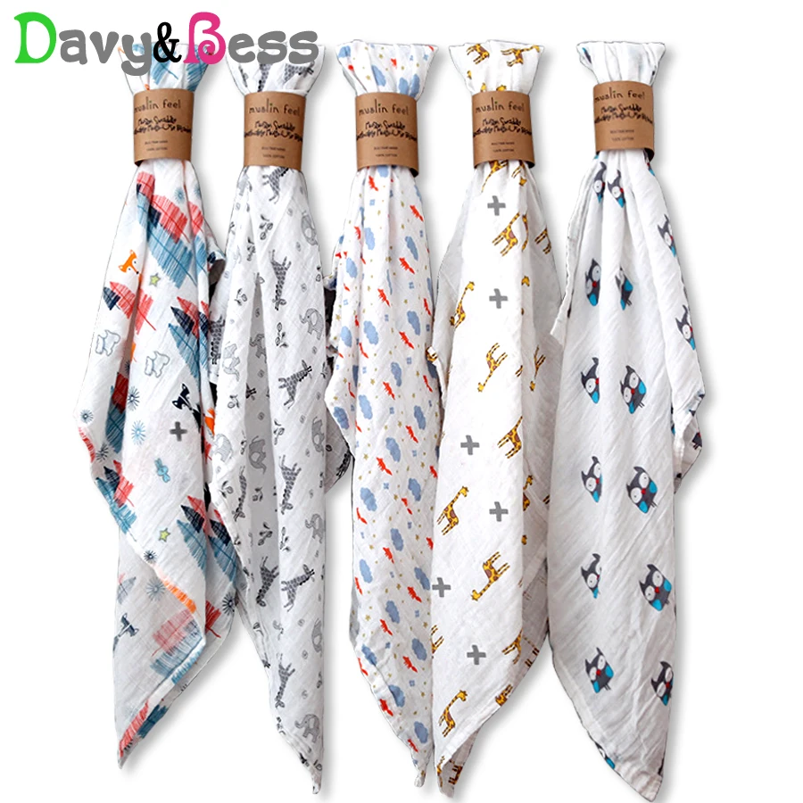 

DAVY&BESS Cotton Muslin Swaddle Wrap Baby Blanket for Newborn Children's Blanket for Baby Swaddle Blanket Muslin Squares Diaper