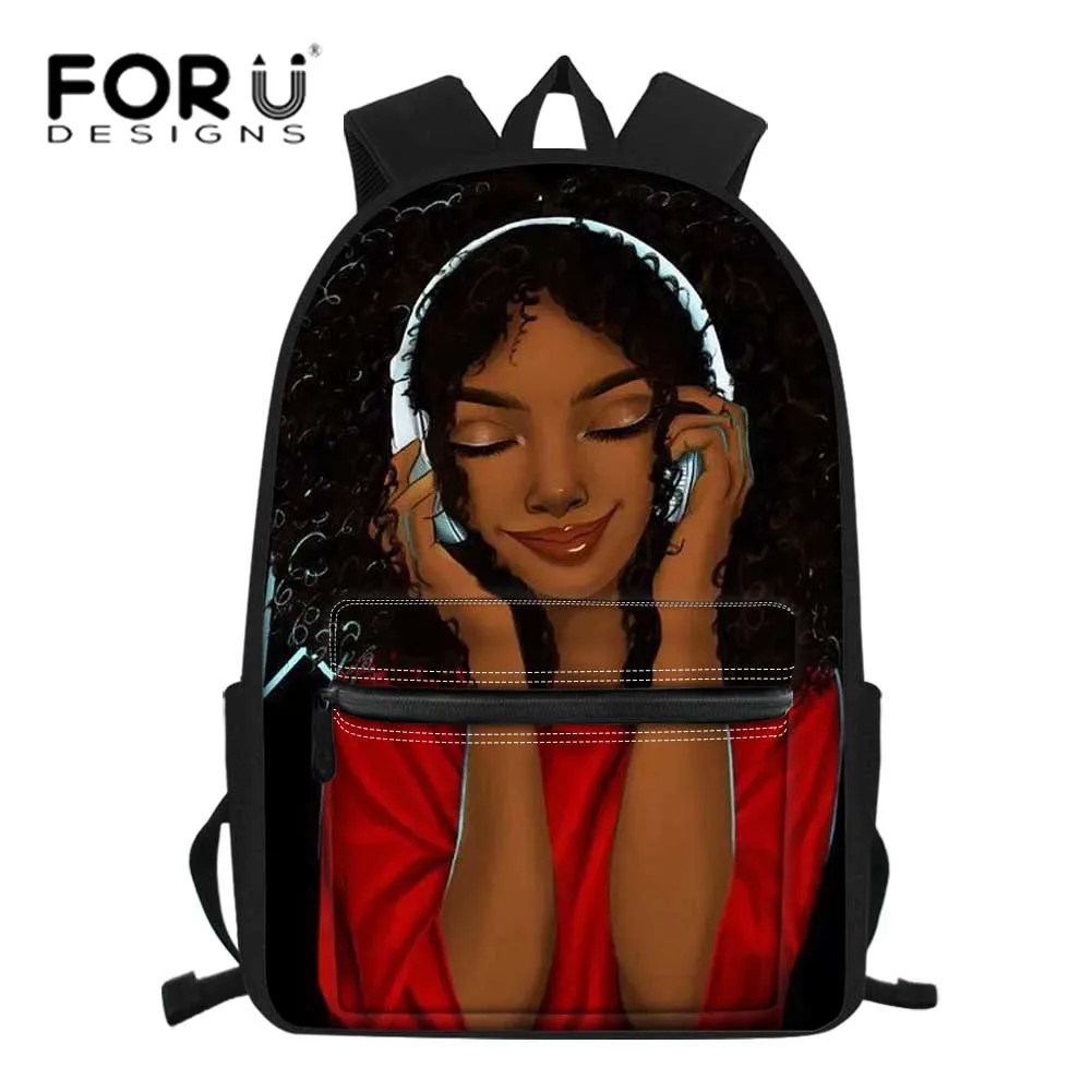 

Детский рюкзак для девочек FORUDESIGNS, черные художественные африканские школьные ранцы для подростков, детские школьные портфели для учеников...
