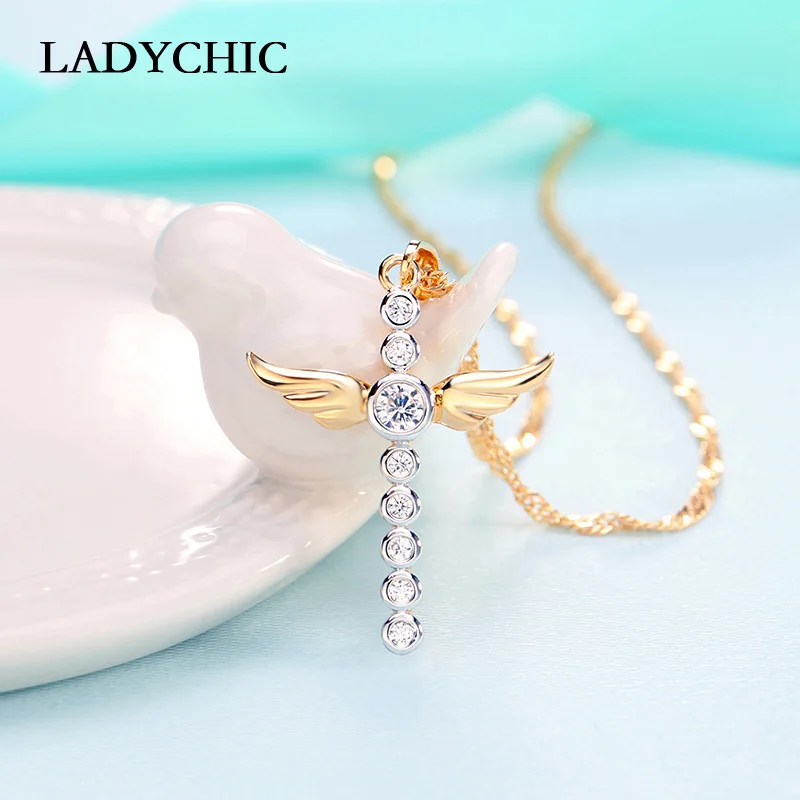 Новое поступление подвеска LADYCHIC в виде крыла ангела золотого цвета с крестом
