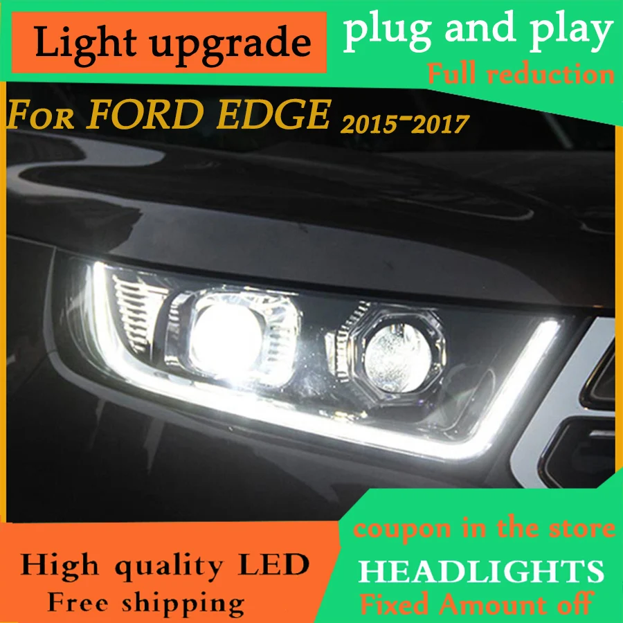 D-YL автомобильный Стайлинг для Ford Edge фары край светодиодный фары DRL дневные ходовые огни Bi-Xenon HID