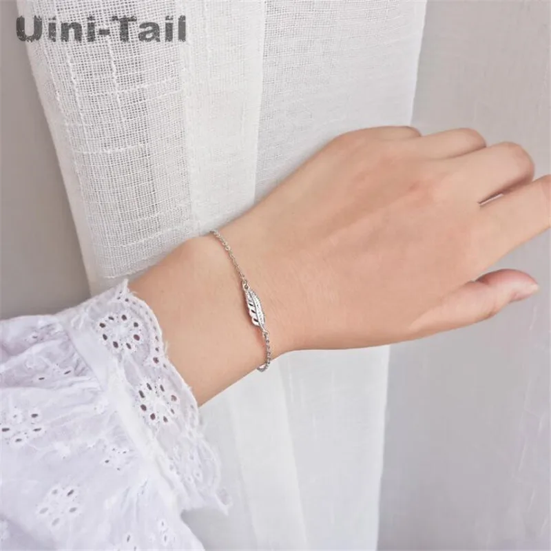 Новинка 2019 браслет Uini-Tail из стерлингового серебра 925 пробы с простыми перьями